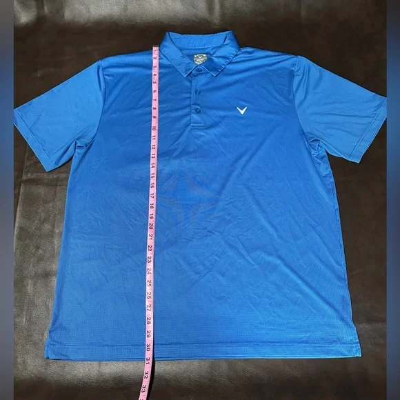 Callaway Polo Shirt Short Sleeve Opti-Dri Blue Square Golf Shirt XL - Picture 2 of 6